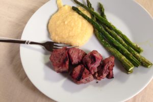 Steak Kebabs with Cheese Grits