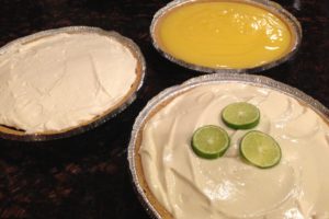 Chocolate Cream Pie, Banana Cream Pie and Key Lime Pie
