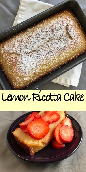 Lemon Ricotta Cake is moist and lemony, and easy to make.  It's great topped with fresh berries or on its own.