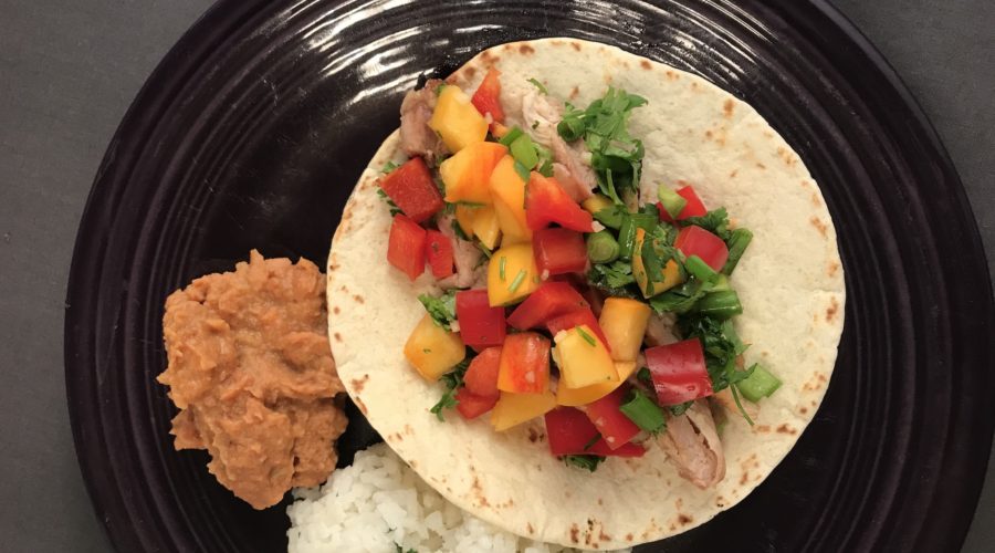 Peach Salsa Chicken Tacos