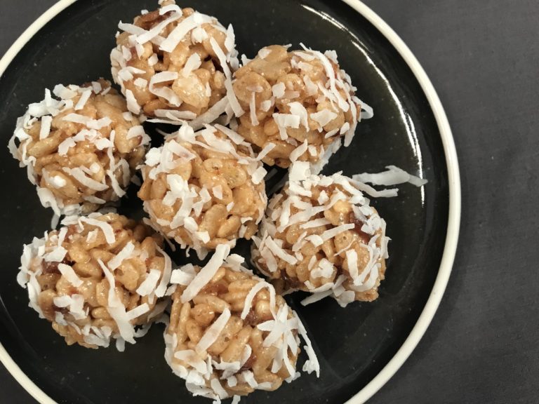 Coconut Krispie Date Balls - Gunda and Leone